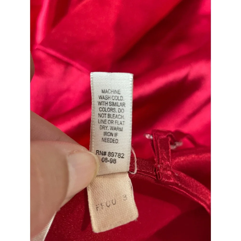 Victorias Secret Vintage 90s‎ Red Satin Chemise Ruffle Nightie Small 08-98